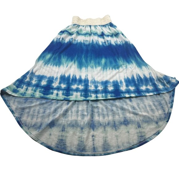 Btween Girl's Size 12 Skirt Hi Low Two Snags On Waistband Tie Die Blue Preowned - Picture 1 of 10